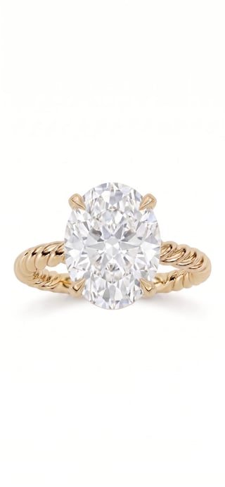 Oval cut diamond ring in yellow gold