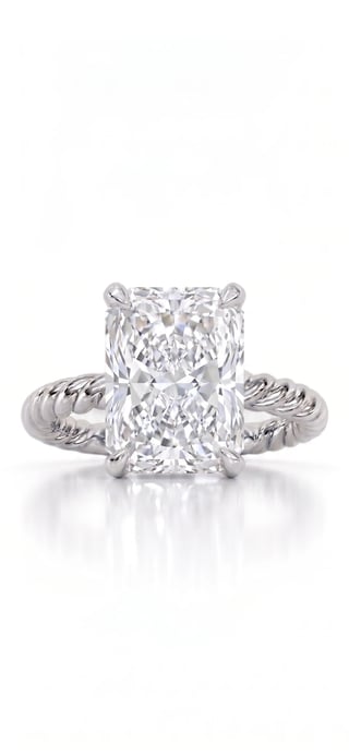 Radiant cut diamond ring in white gold