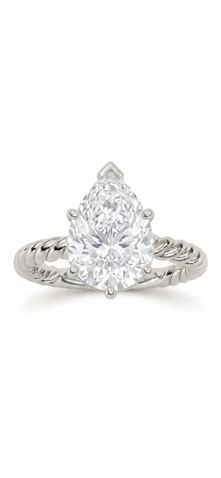 Pear cut diamond ring in white gold