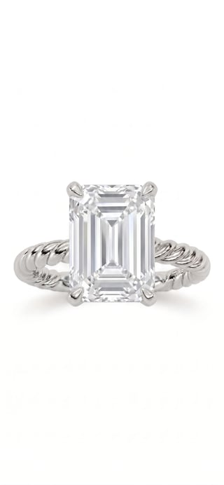 Emerald cut diamond ring in white gold