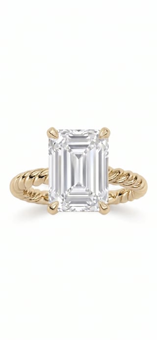 Emerald cut diamond ring in yellow gold