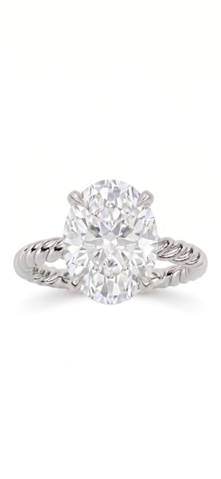 Oval cut diamond ring in white gold