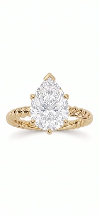 Pear cut diamond ring in yellow gold